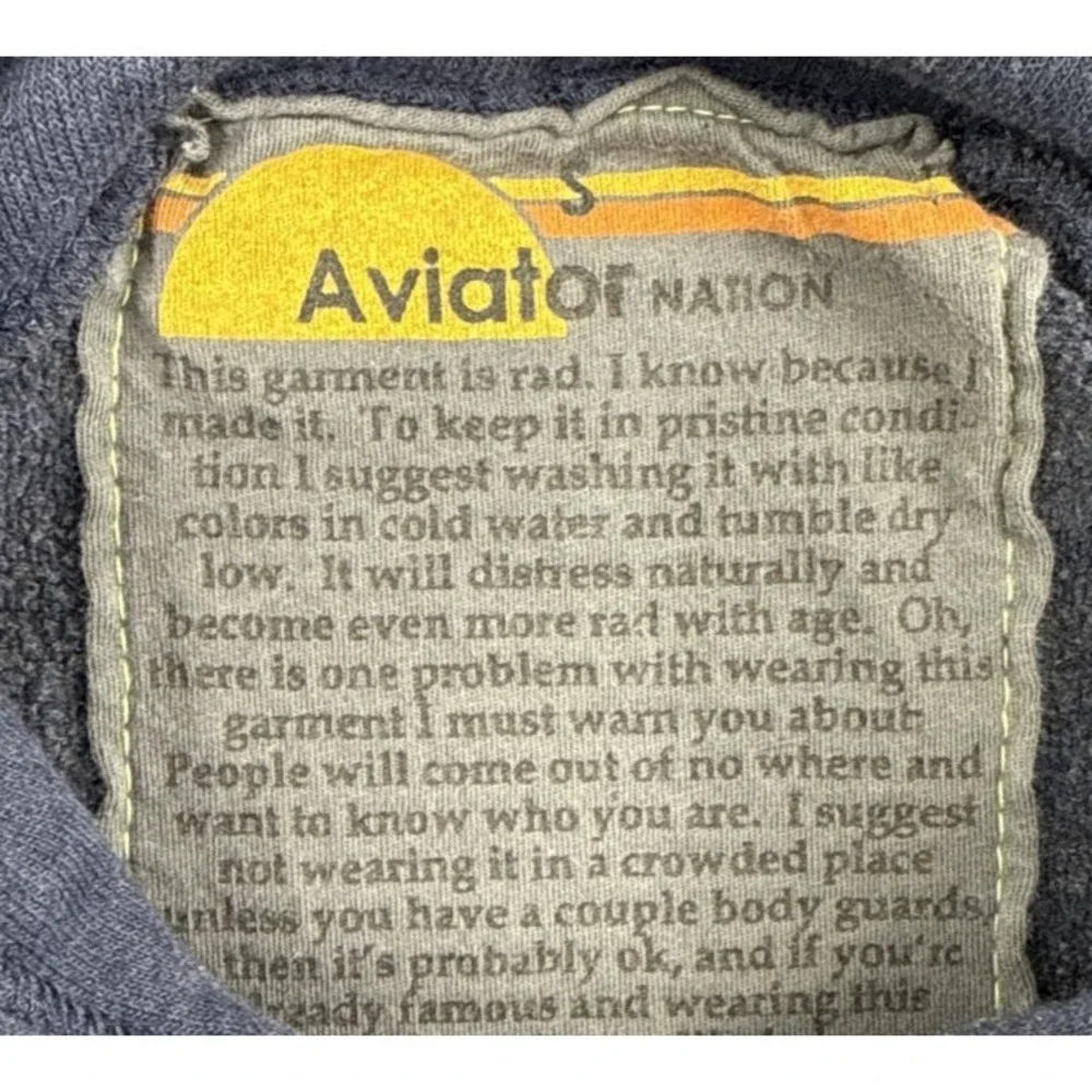 Aviator Nation Relaxed Pullover Hoodie Small Navy Blue - Picture 3 of 5